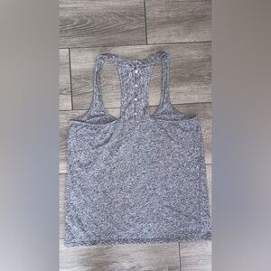 American Eagle Size Small Racerback Tank Heather Gray Button Detail EUC